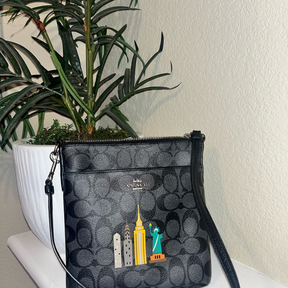 SOLD SOMEWHERE ELSE- Coach Black Crossbody Bag with NYC Cityscape
